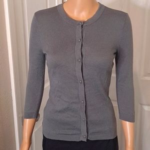 Banana Republic Grey lightweight Button-up Crew-Neck Cardigan Sweater